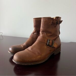 Frye Brown Leather Combat Boots